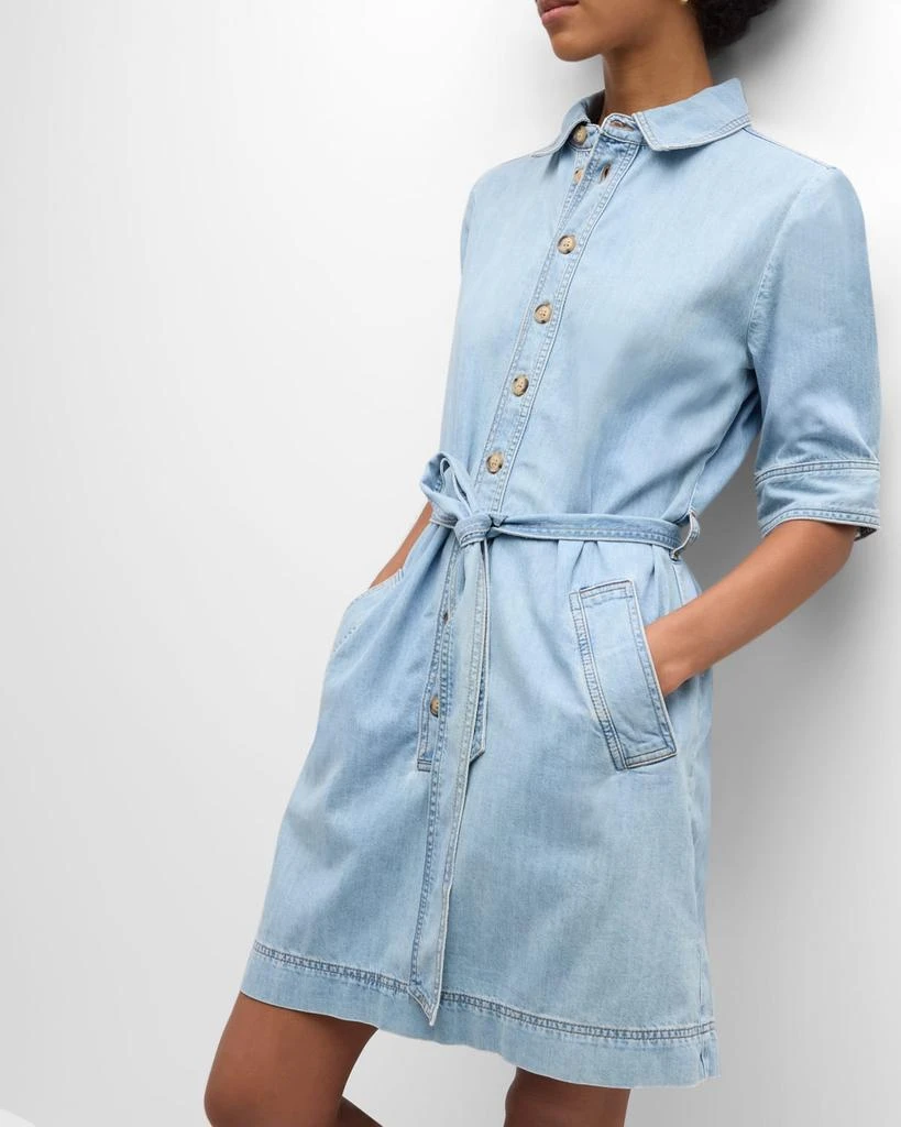 FRAME Belted Denim Shirtdress 7