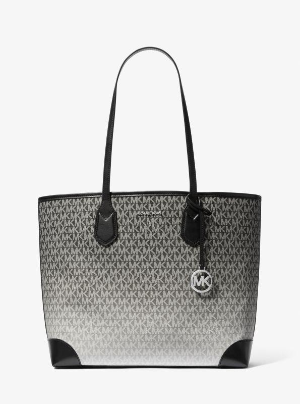 Michael popular Kors Black Eva with Logo Leather/Coated Canvas Tote Bag