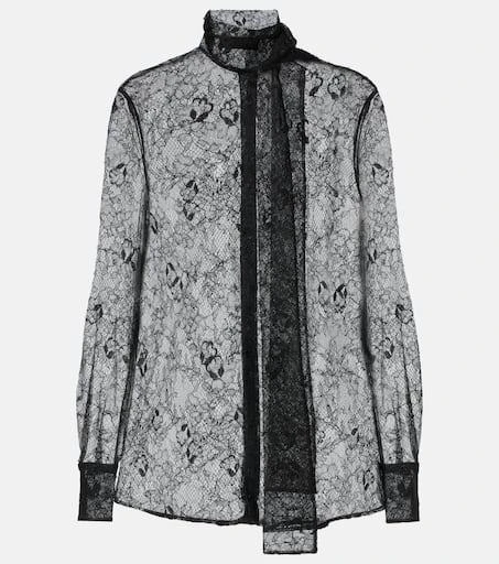Valentino Scarf-detail floral lace blouse 1