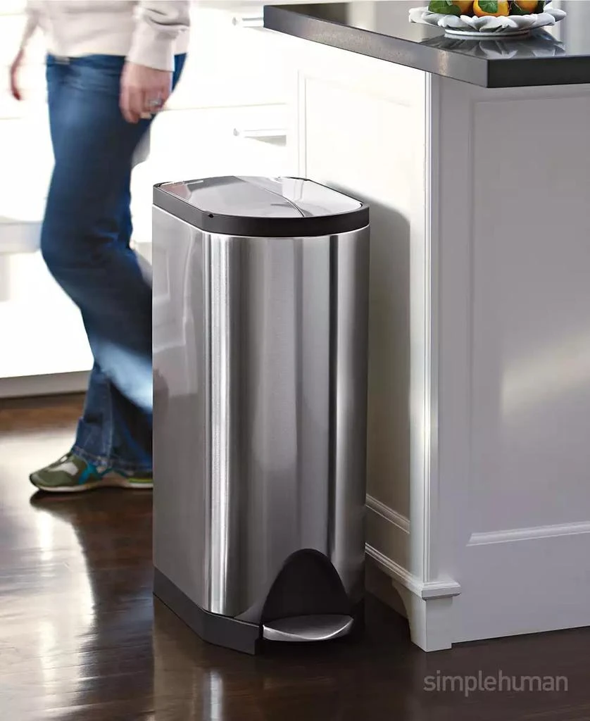 simplehuman Brushed Stainless Steel 40 Liter Fingerprint Proof Dual Recycler Butterfly Trash Can 4