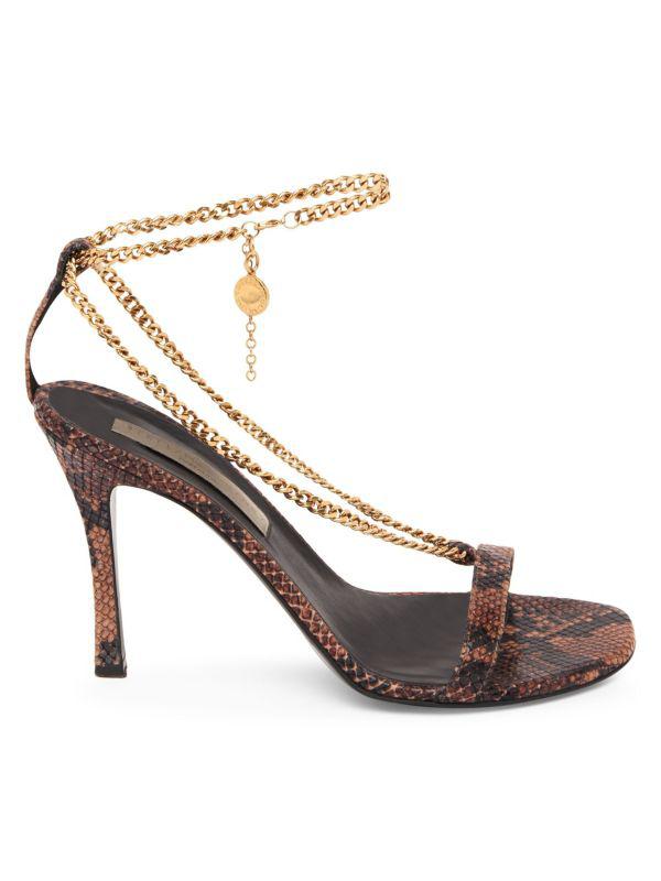 Stella McCartney Stella 100MM Croc-Print Logo Charm Sandals