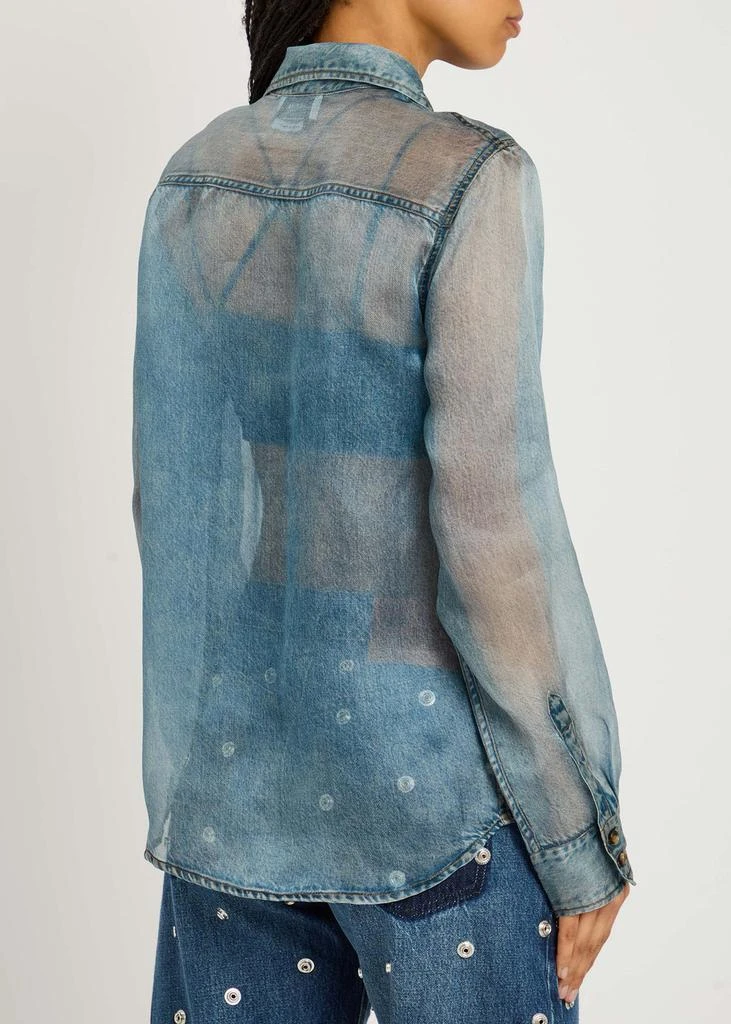 HAIKURE Ronda Blue Denim Print silk-chiffon shirt 3