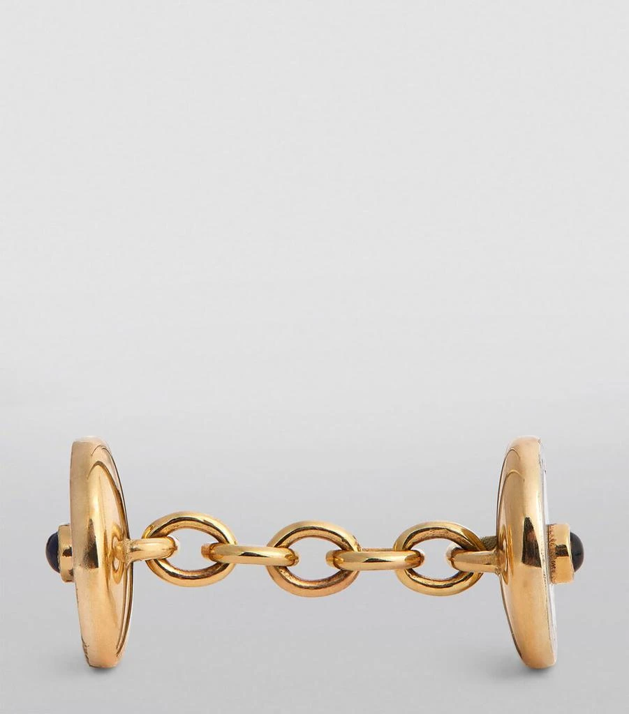 Deakin & Francis Yellow Gold and Sapphire Chain-Link Cufflinks 3