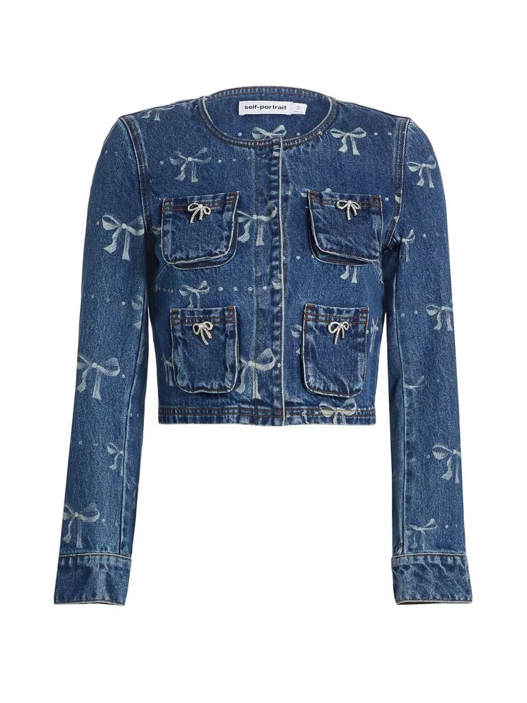 Self Portrait Bow Print Denim Jacket 1