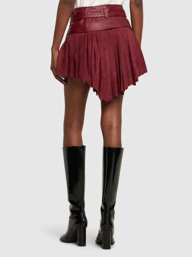 FERRARI Leather & Suede Pleated Mini Skirt 2