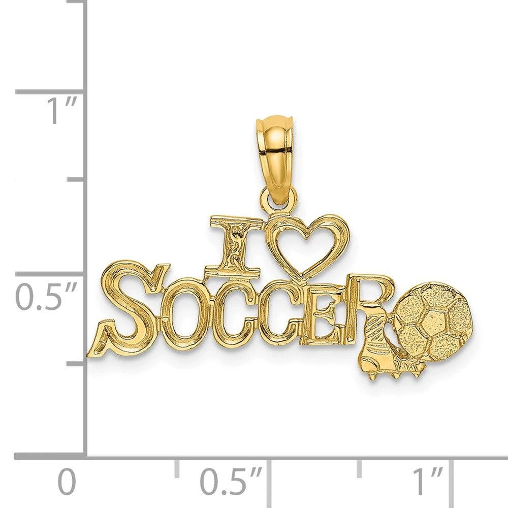 Diamond2Deal 14k Yellow Gold I HEART SOCCER with Ball Charm Pendant 3