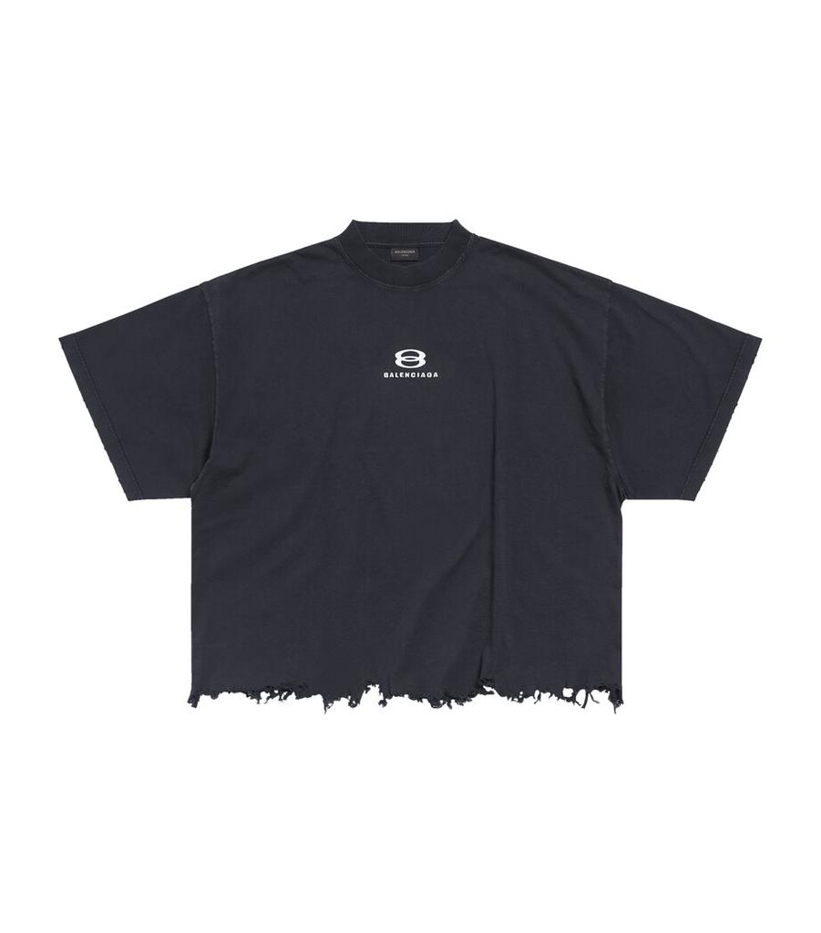 【BALENCIAGA】Unity Sports Icon クロップド Tシャツ Unity Sports Icon Cropped T-shirt Large Fit in Black/white