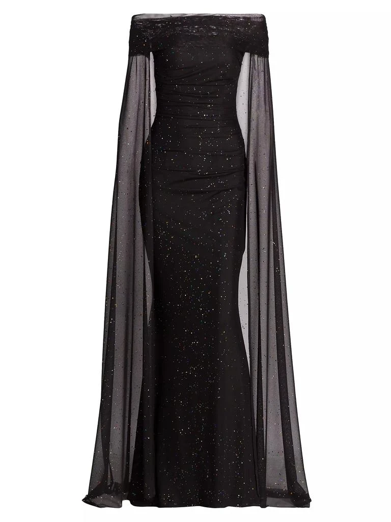 Talbot Runhof Confetti Tulle Off-The-Shoulder Cape Gown 1