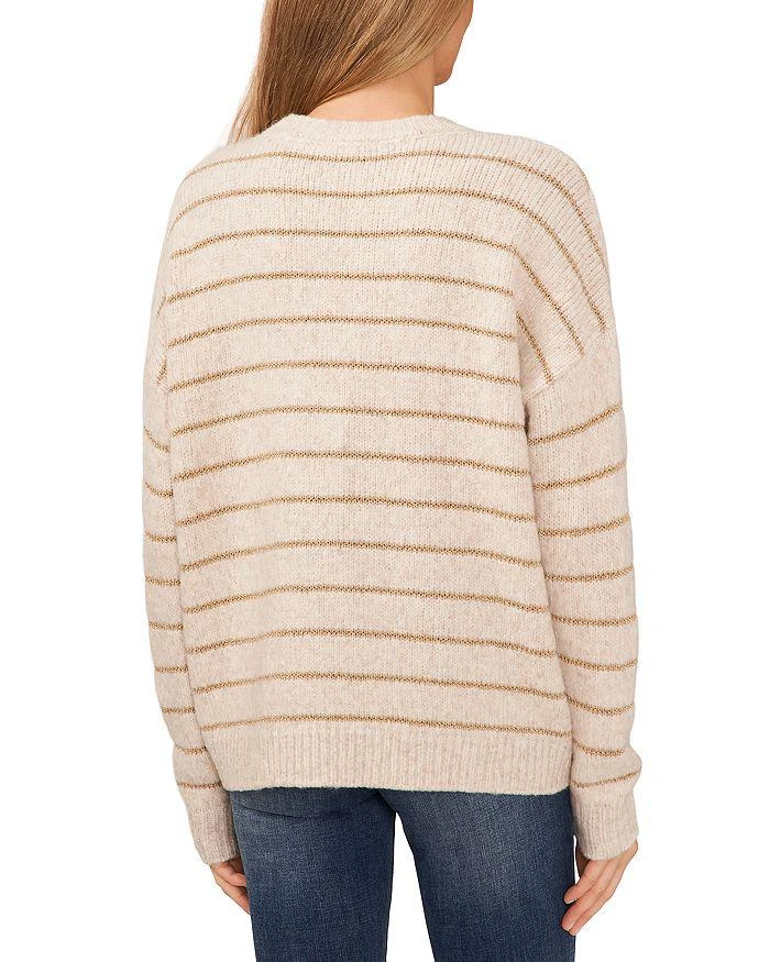 CeCe Metallic Stripe Crew Sweater 2