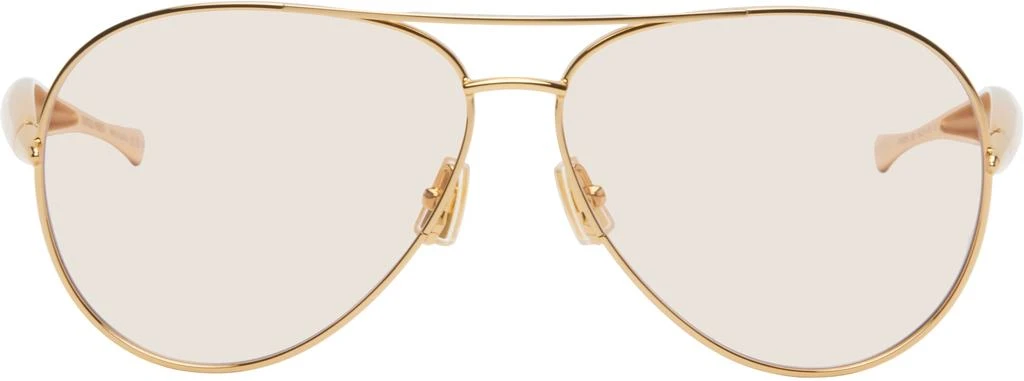 Bottega Veneta Gold Sardine Aviator Sunglasses 1
