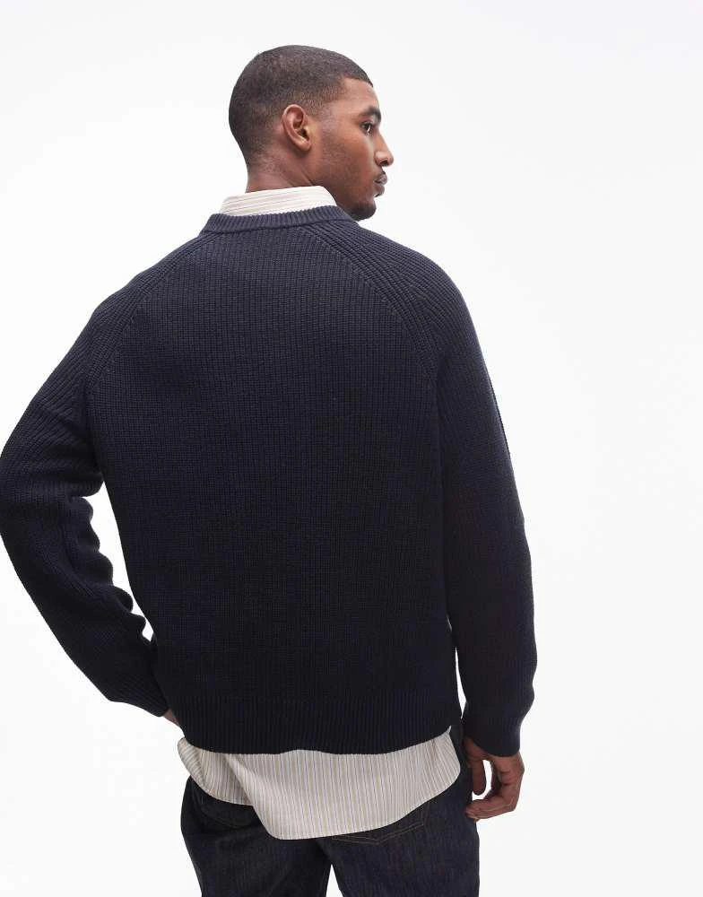 ARKET ARKET linen blend knitted sweater in navy blue 4