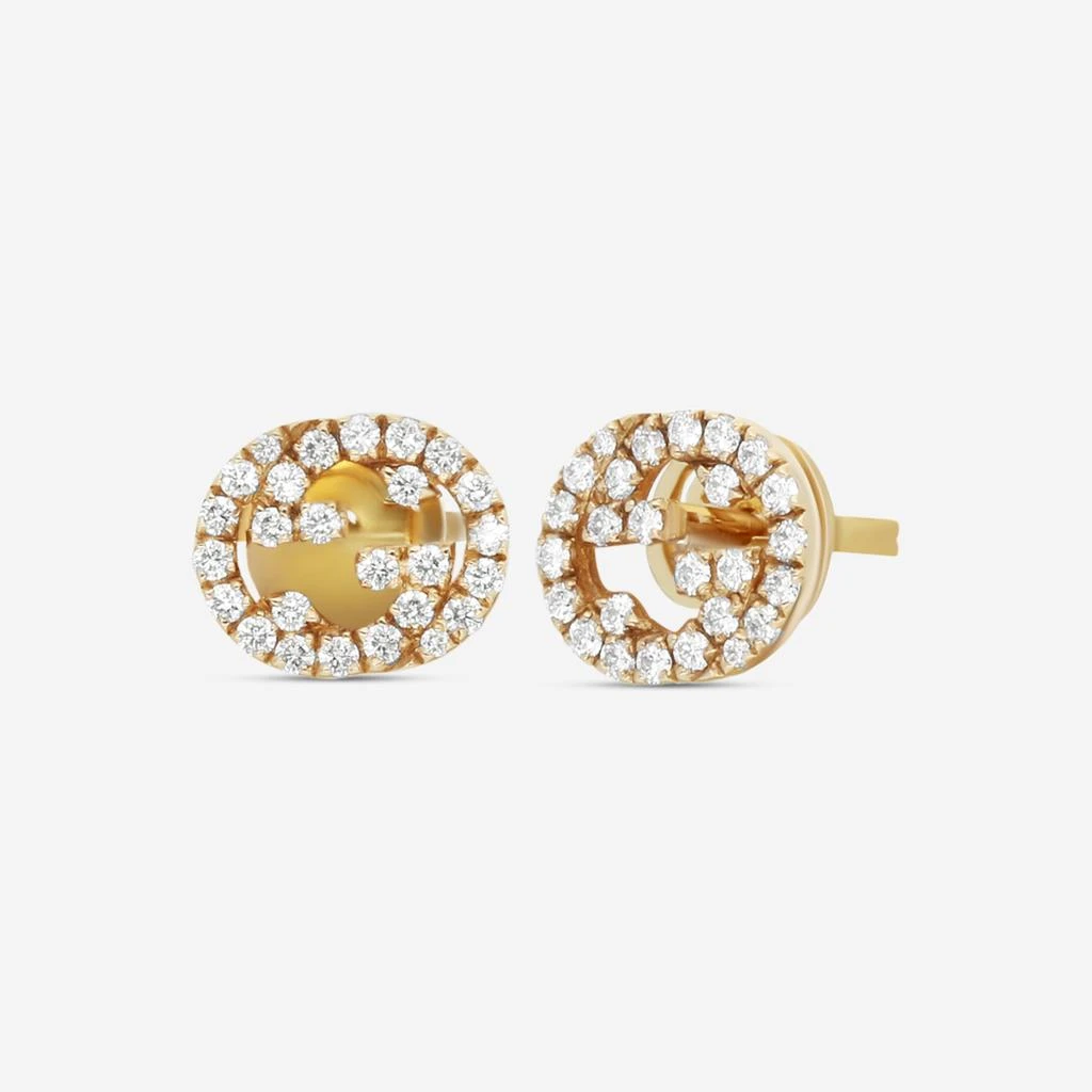 Gucci Gucci Interlocking G 18K Yellow Gold Diamond Stud Earrings YBD72940800200U-copy 2