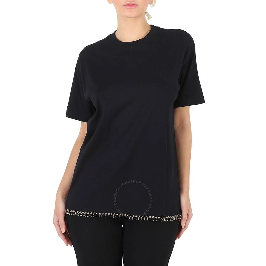 Burberry Ladies Black Ring-pierced Cotton Oversized T-shirt 1