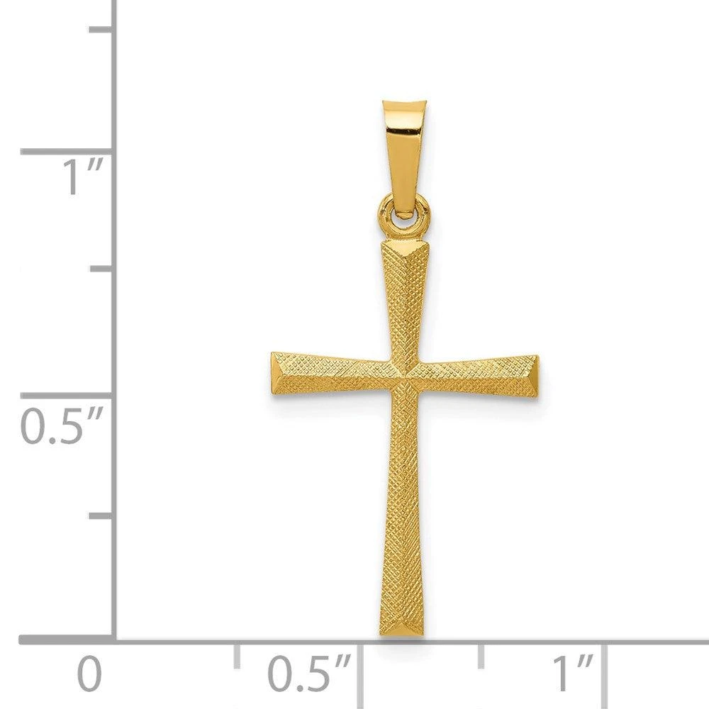 Diamond2Deal 14k Yellow Gold Textured and Polished Latin Cross Pendant 3
