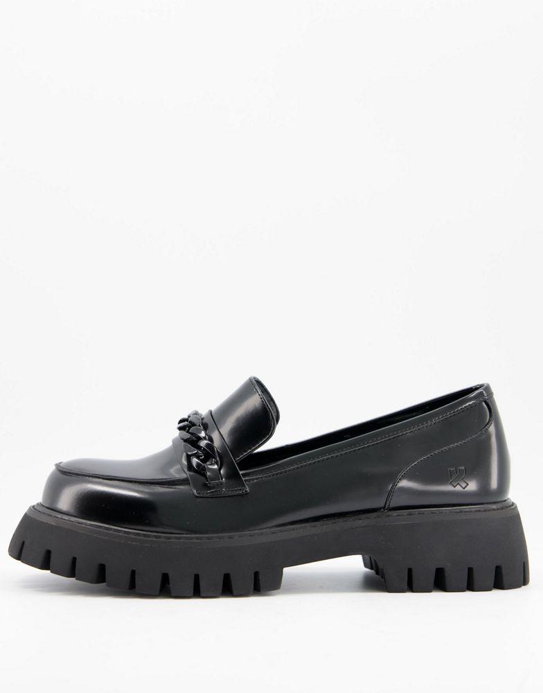 Koi Footwear Koi footwear chunky loafers with chain detail in black - BLACK
