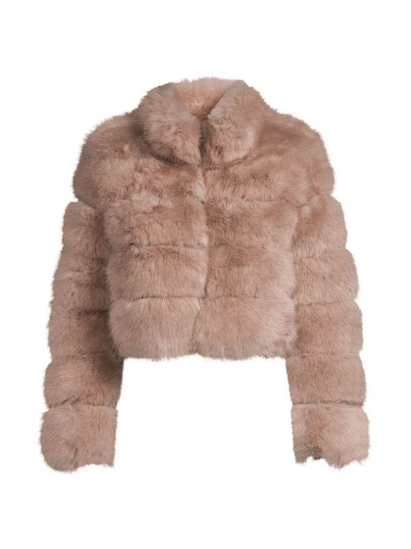BELLE FARE Collar Faux Fur Crop Jacket 3