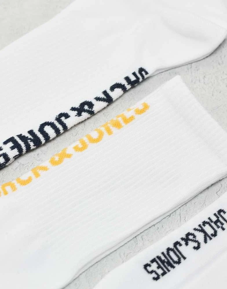 Jack & Jones Jack & Jones 5 pack logo sports socks in white 2