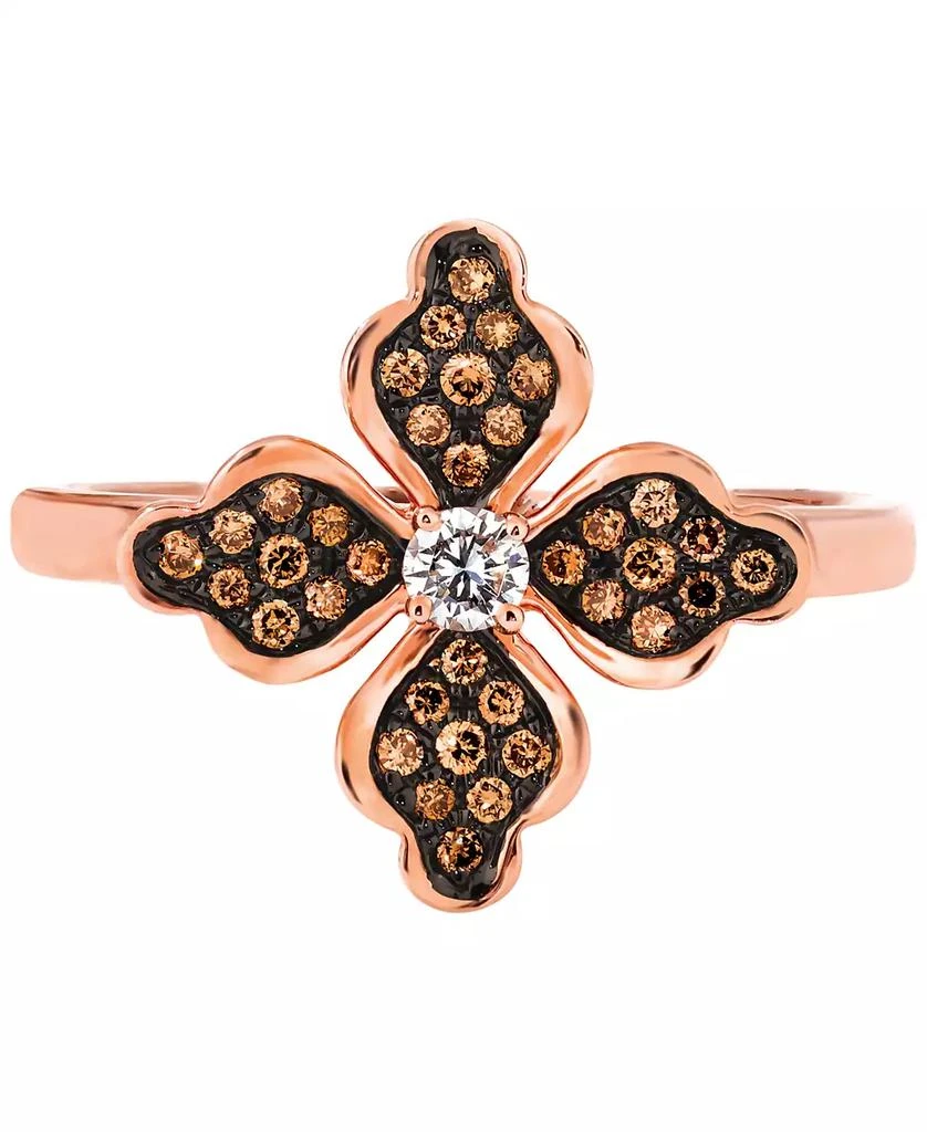 Le Vian Chocolatier® Chocolate Diamond 
Vanilla Diamond Flower Ring (1/4 ct. t.w.) in 14k Rose Gold 1