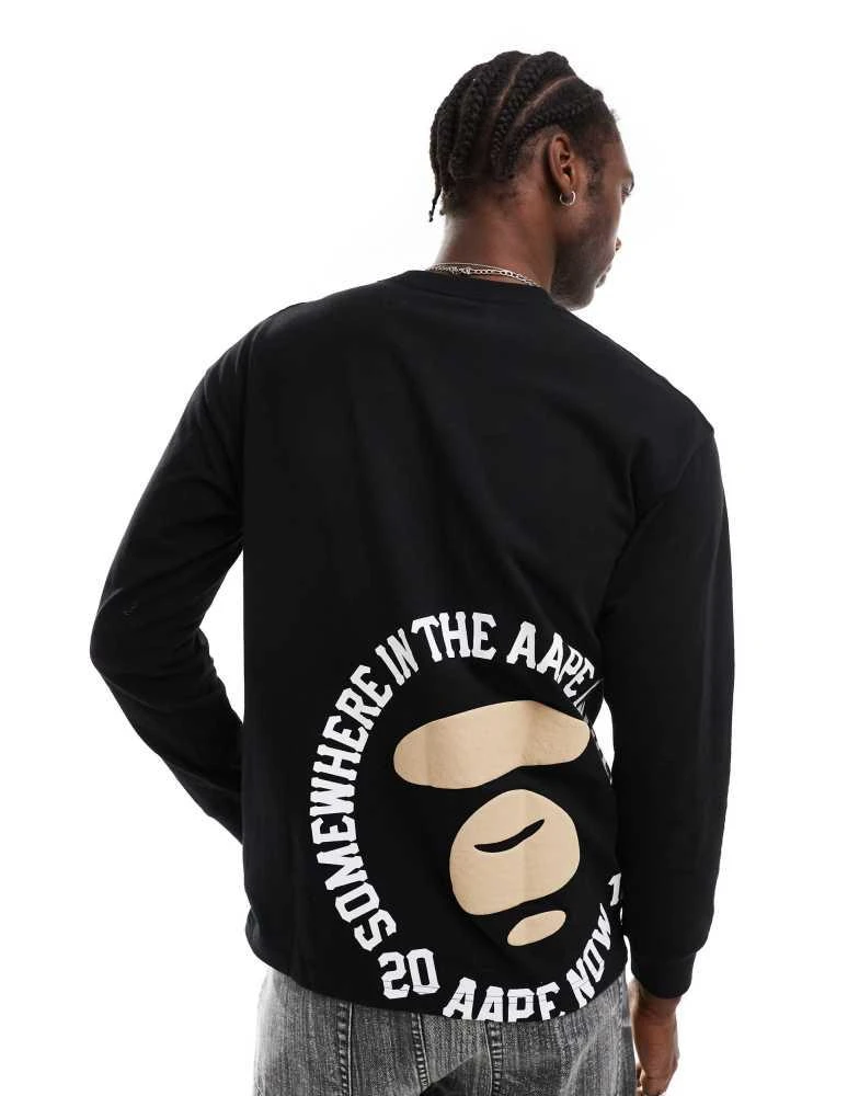 AAPE Aape By A Bathing Ape long sleeve universe t-shirt in black 1