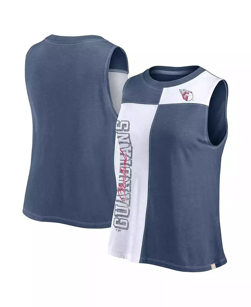 Fanatics Women's Navy/White Cleveland Guardians Color-Block Tank Top 1