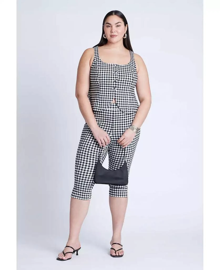 ELOQUII Women's Plus Size Gingham Square Neck Vest 3