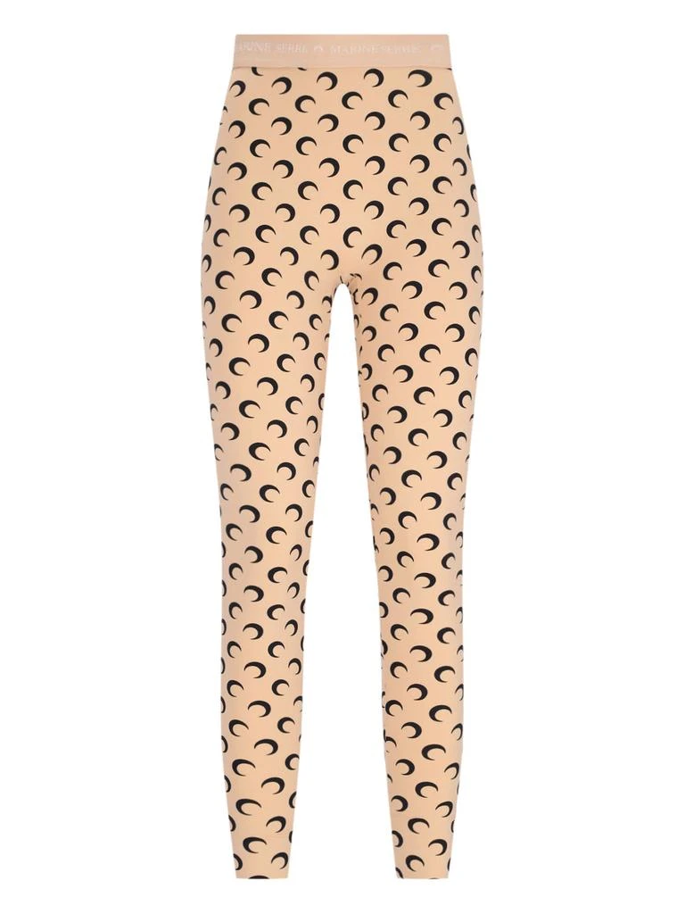 MARINE SERRE Beige Moon Logo Stretch Leggings