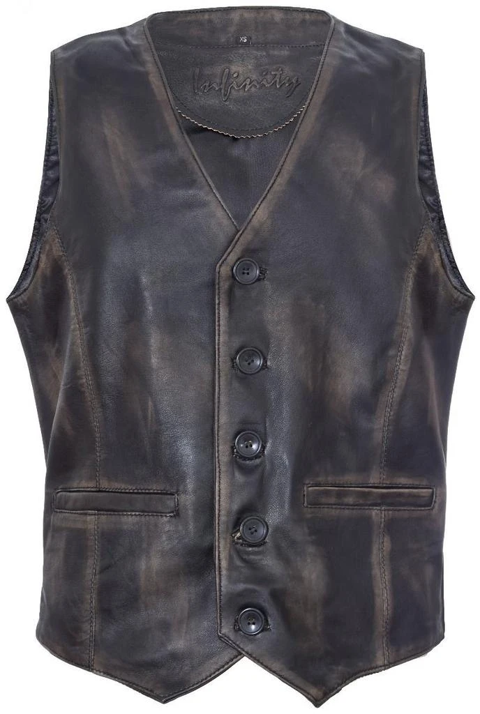 Infinity Leather Mens Leather Waistcoat Formal Traditional Gilet Vest 5