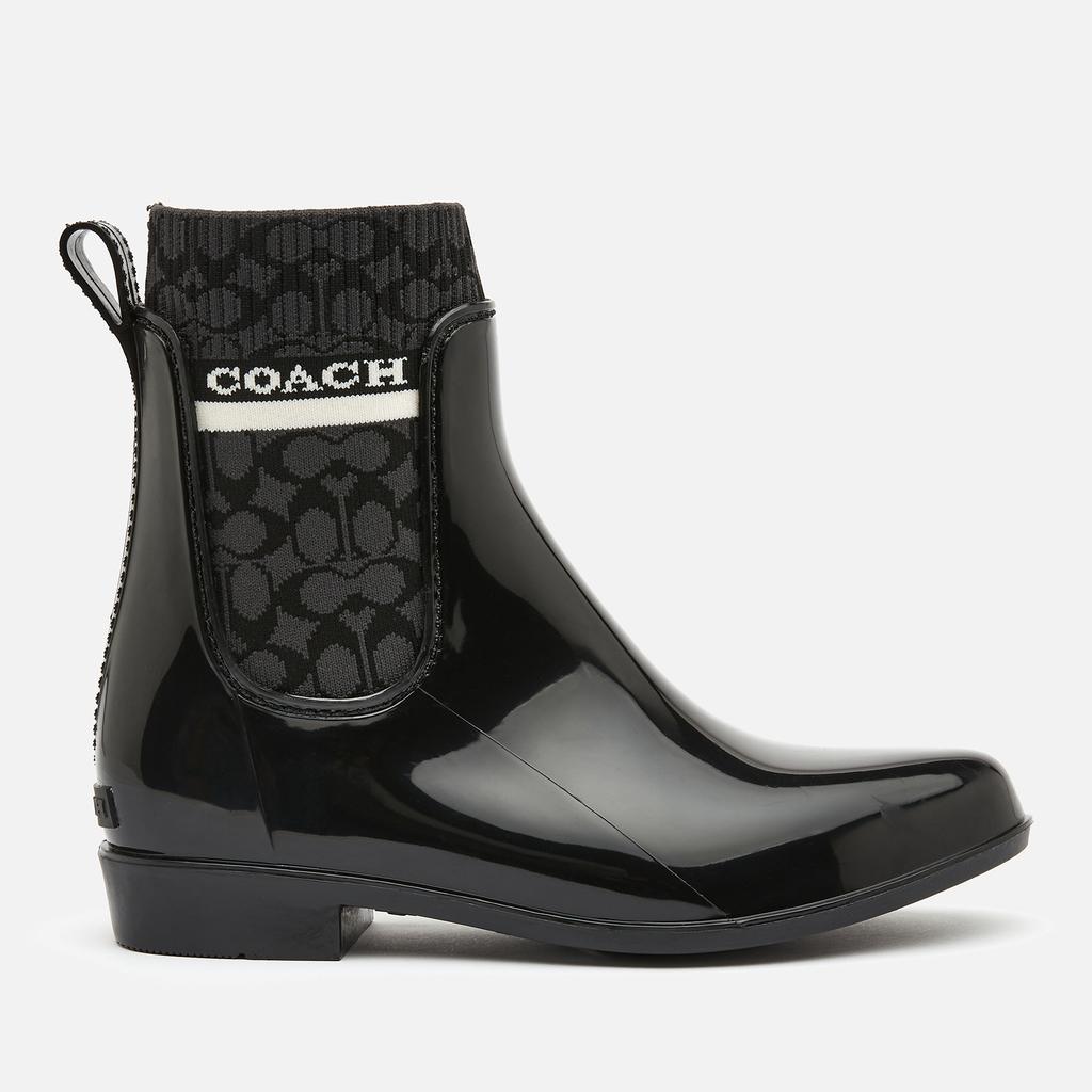 Coach Coach Women s Rivington Signature Knit Rain Boots Black Rain Boots BeyondStyle