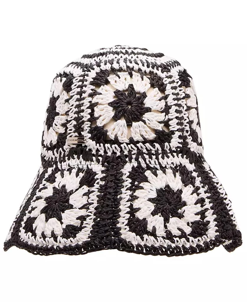Steve Madden Hat Bucket Black Mixed Floral Crochet Packable Grannycore Vacation Steve Madden Hat Bucket Hat Black Mixed Crochet... | Depop main image 2