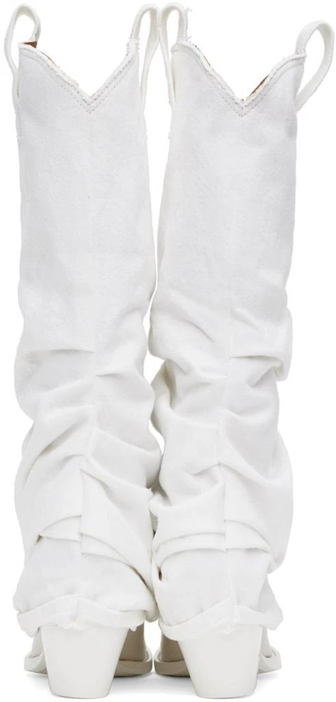 R13 White Mid Cowboy Denim Sleeve Boots 2