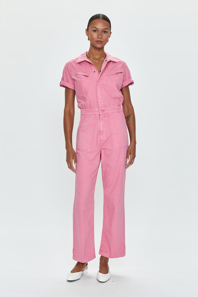 Pistola Denim Campbell Aviator Jumpsuit - Peony Pink