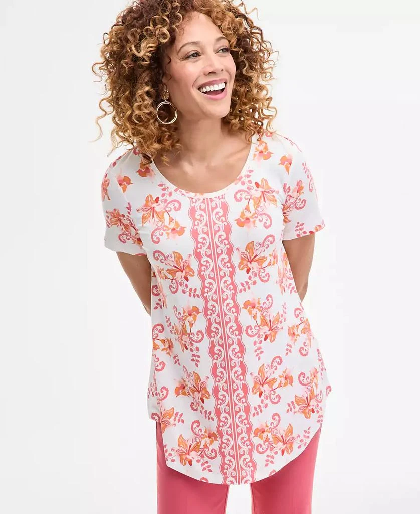 JM Collection Women
s Printed Scoop-Neck Short Sleeve Top, Exclusively at Macy
s 1