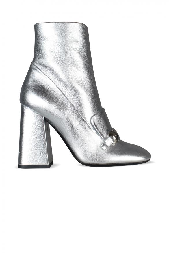 Burberry Women's luxury ankle boots silver brabant leather ankle boots