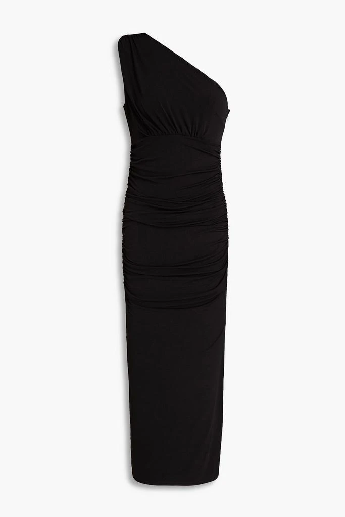Herve Leger One-shoulder ruched stretch-jersey midi dress 1