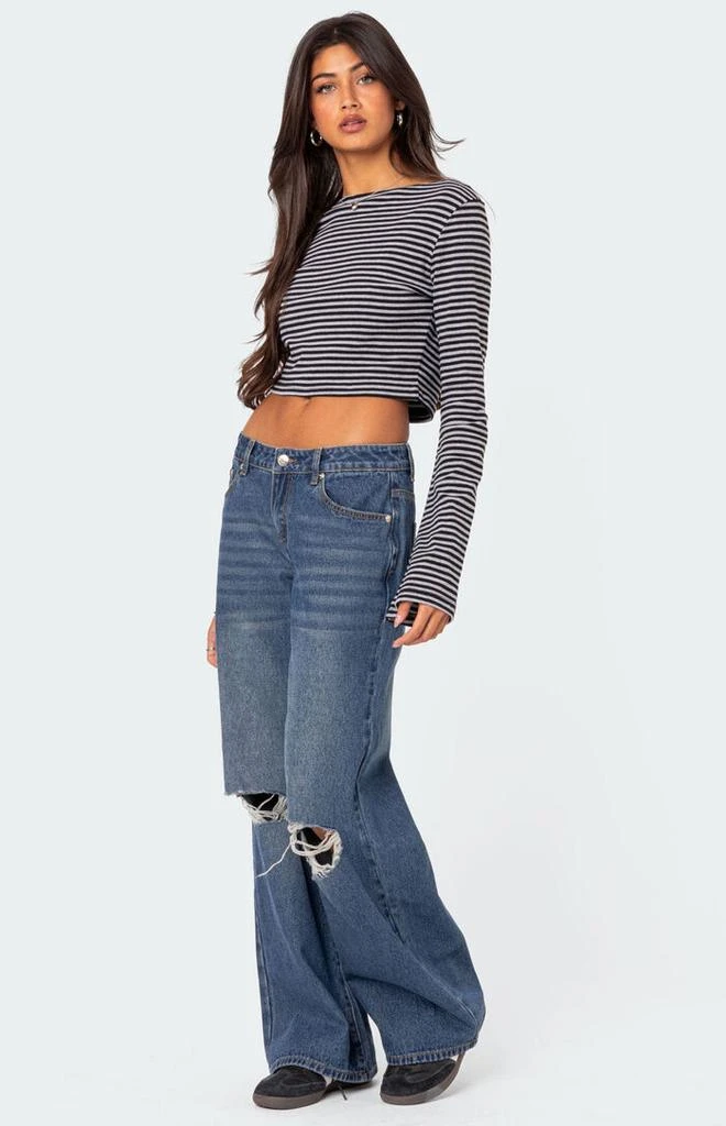 Edikted Debbie Distressed Low Rise Baggy Jeans 5