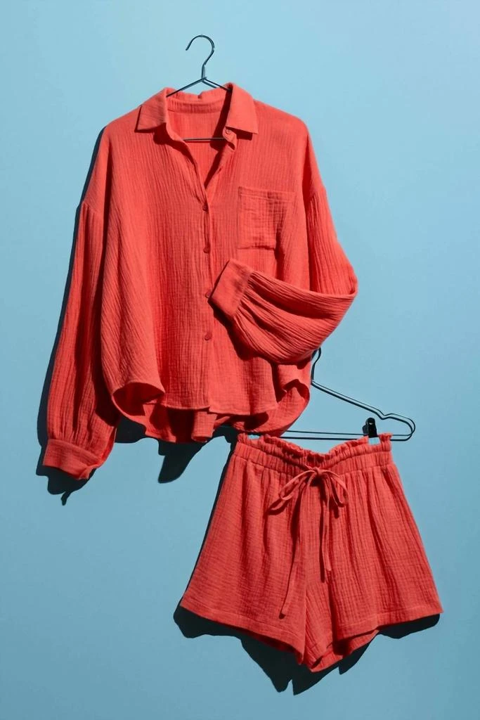 Urban Daizy Urban Daizy - Crinkle Cotton Gauze Resort Button-Up Set 5