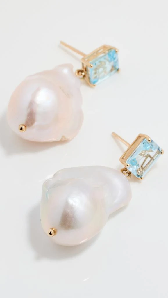 MATEO 14k Blue Topaz and Baroque Pearl Drop Earrings 4