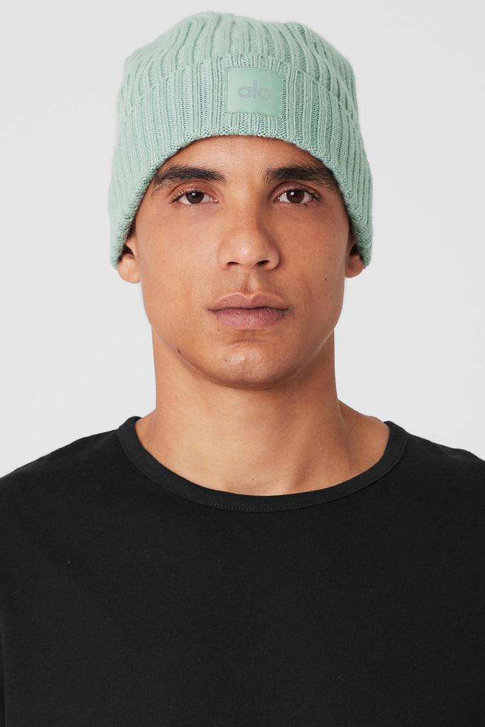 Alo Yoga Cashmere Blend Rib Beanie - Icy Sage