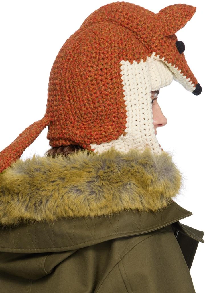 Burberry Orange Wool Fox Beanie 3