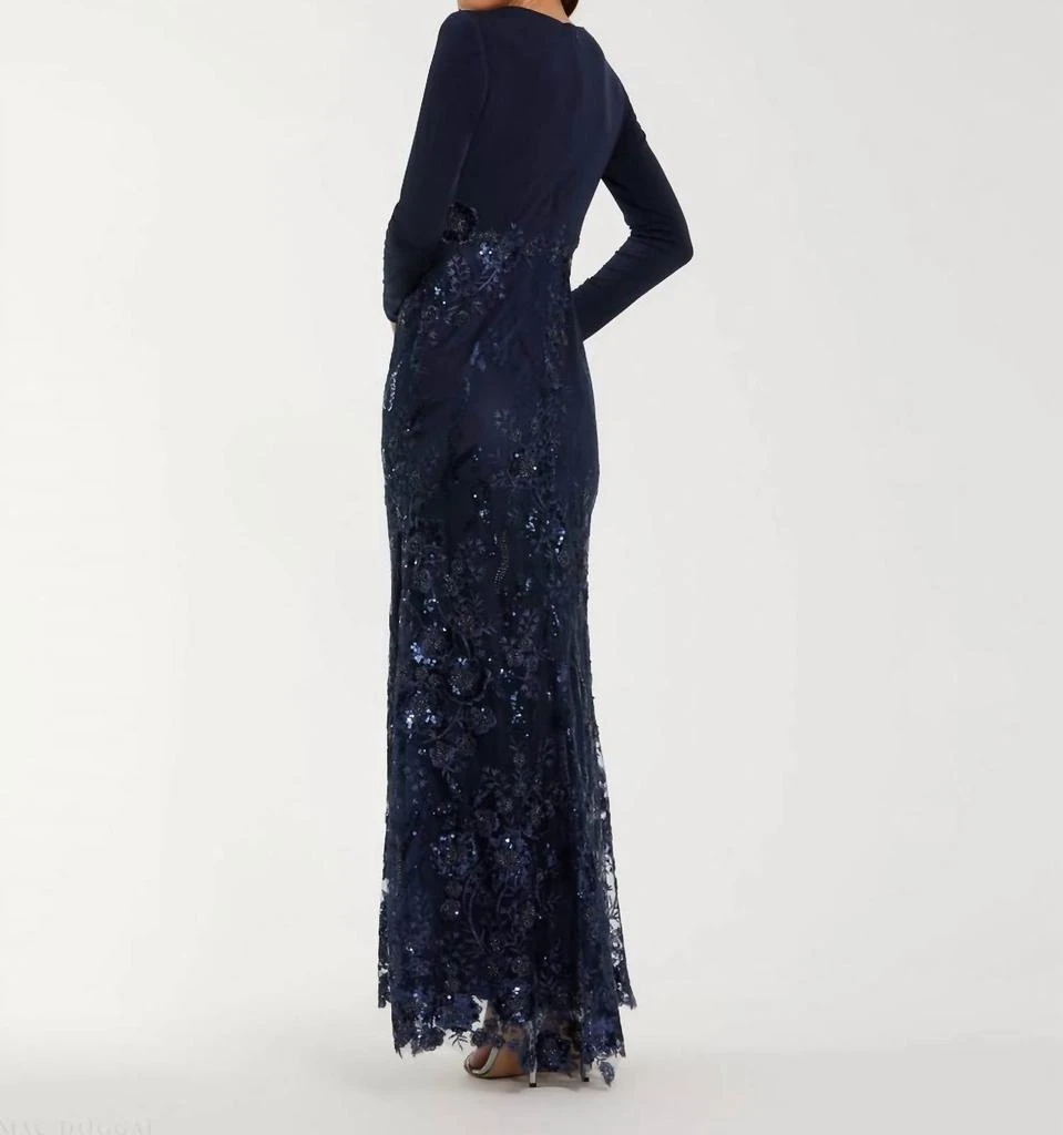 Mac Duggal Mac Duggal - Embellished Long Sleeve Wrap Over Trumpet Gown 2