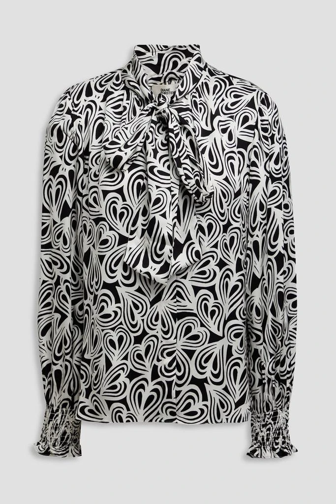 Diane von Furstenberg New Tina pussy-bow printed ECOVERO™-blend satin blouse