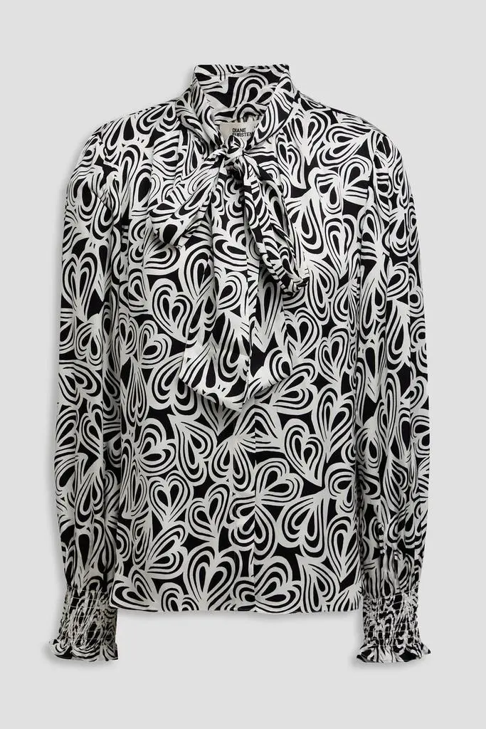 Diane von Furstenberg New Tina pussy-bow printed ECOVERO™-blend satin blouse