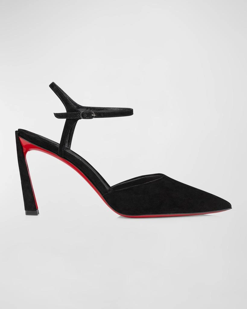 Christian Louboutin Condora Suede Ankle-Strap Red Sole Pumps 1
