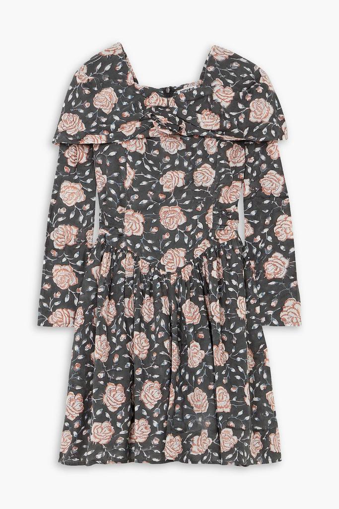 BATSHEVA Salt appliquéd floral-print cotton-poplin mini dress