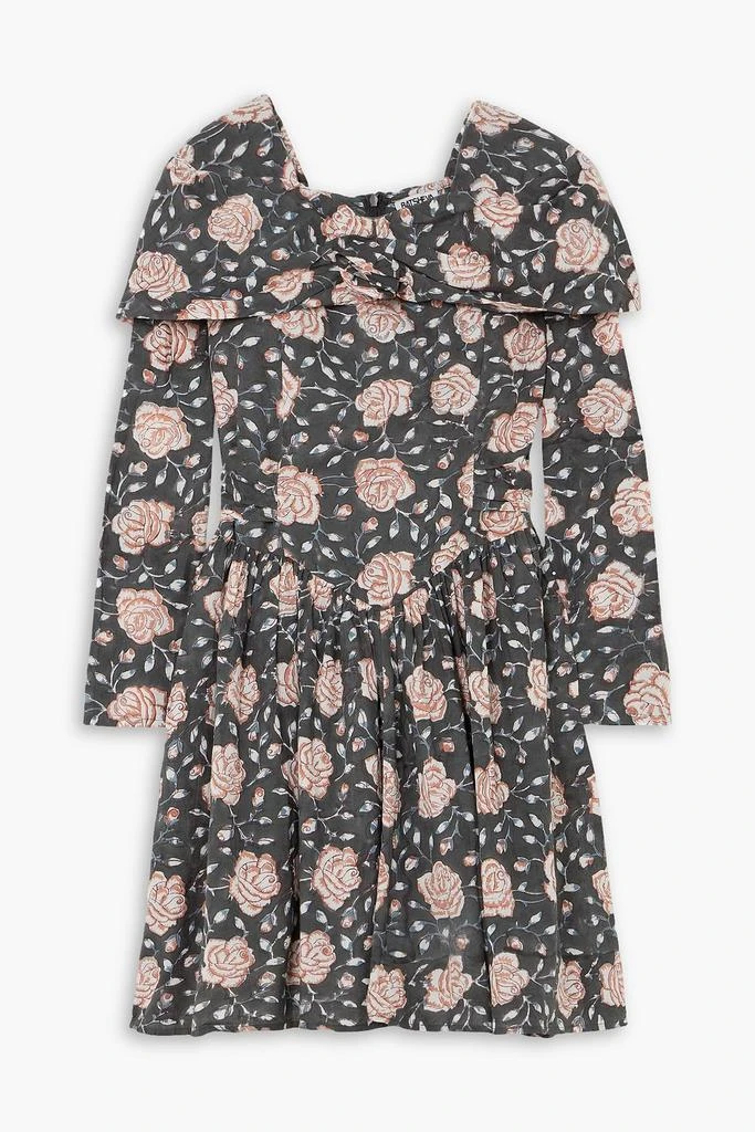 BATSHEVA Salt appliquéd floral-print cotton-poplin mini dress 1
