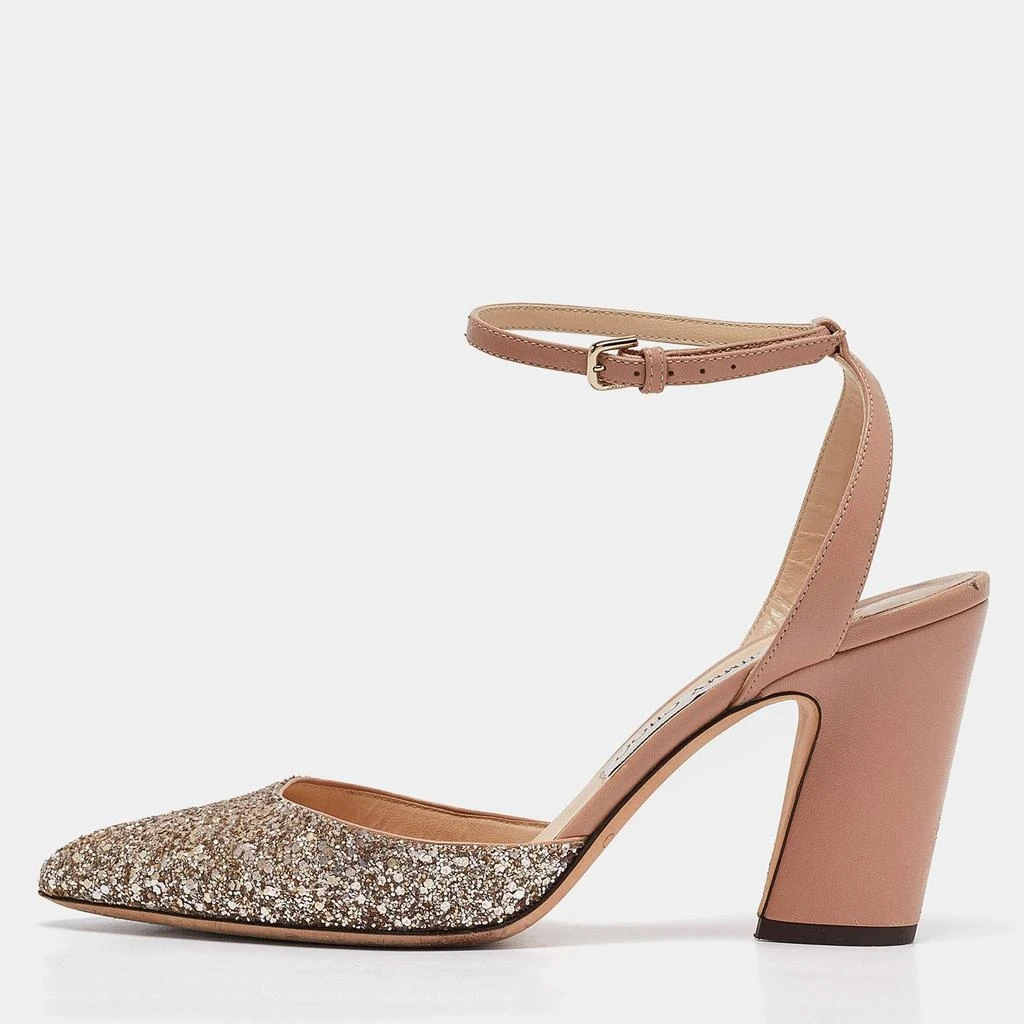 Jimmy Choo Jimmy Choo Beige/Silver Glitter and Leather Micky Pumps Size 39 1
