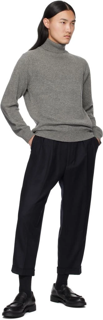 BEAMS PLUS Navy 2 Pleats Flannel Tapered Trousers 4