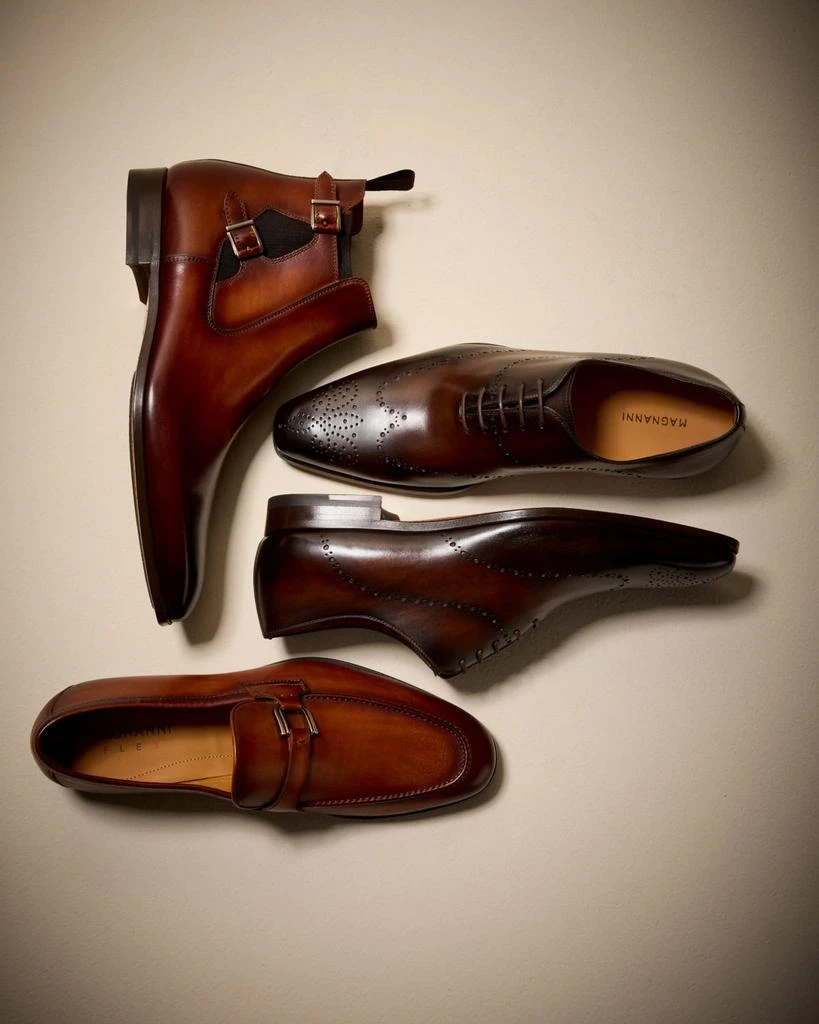 Magnanni Shoes Mens 9.5 Brown Leather Monk Strap Loafers Dress Apron Toe Classic s-l400.jpg main image 3
