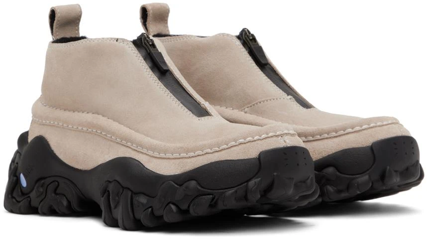 MCQ Beige & Black Crimp Moccasin Boots 4