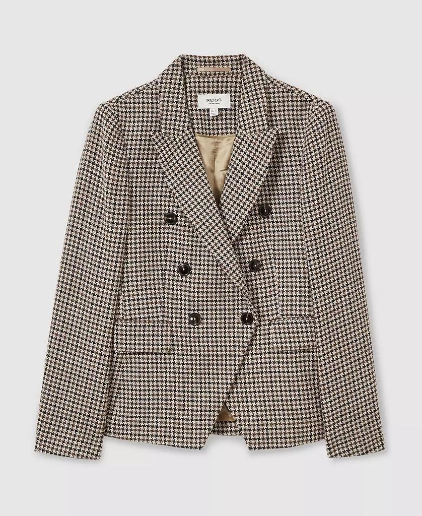 REISS Women's Double-Breasted Houndstooth Cotton-Linen Blazer